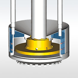 An integral impeller pumping wheel agitates the beads and circulates the millbase through the basket